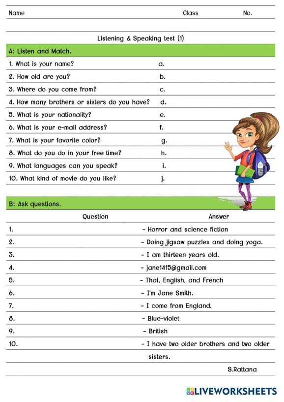 listening and speaking worksheets